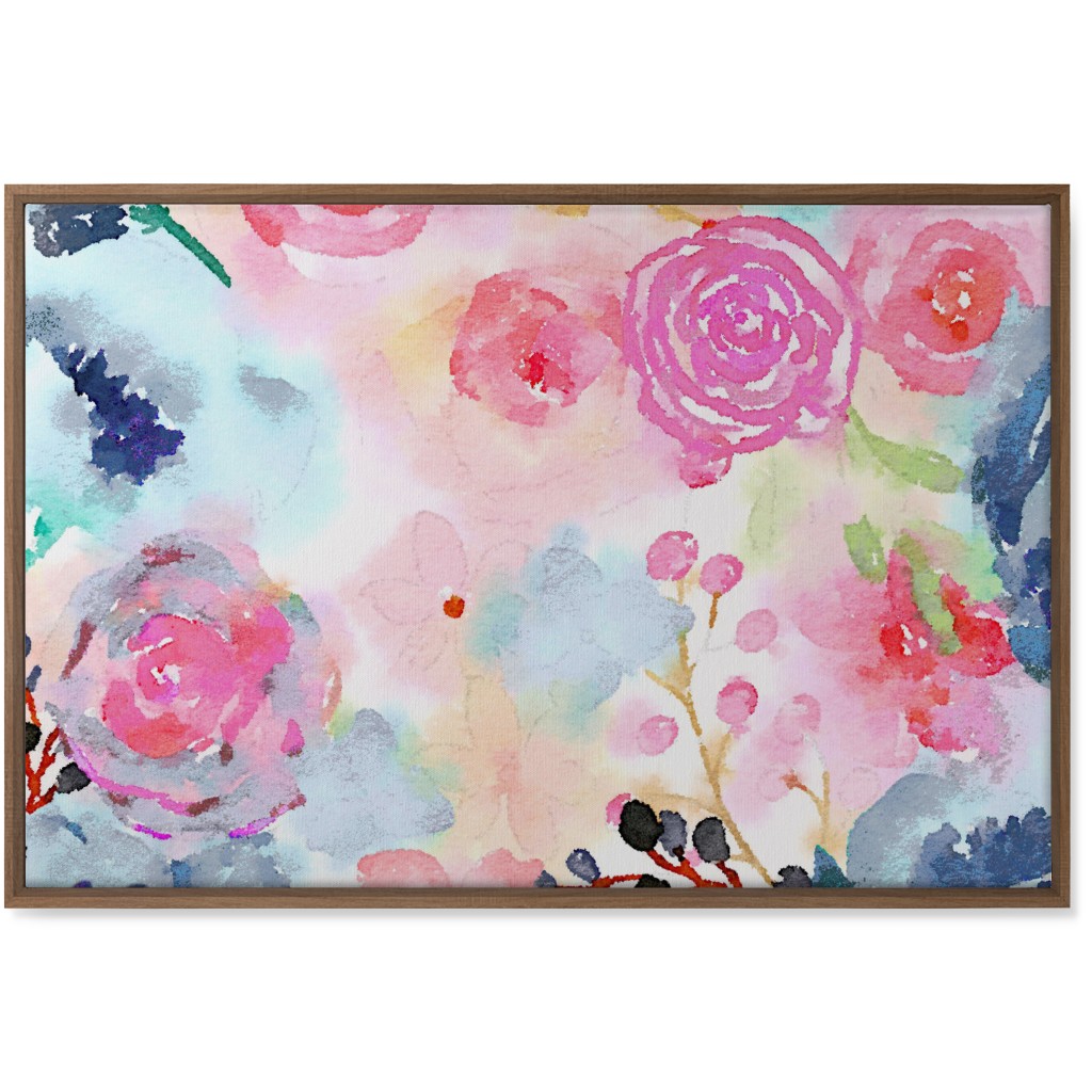 Spring Dreams - Watercolor Floral - Multi Wall Art, Natural, Single piece, Canvas, 24x36, Multicolor