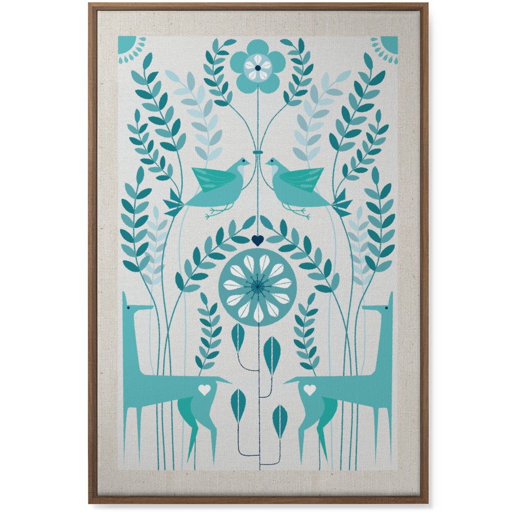 Peaceful Folk of the Forest Wall Art, Natural, Single piece, Canvas, 24x36, Blue, True Blue