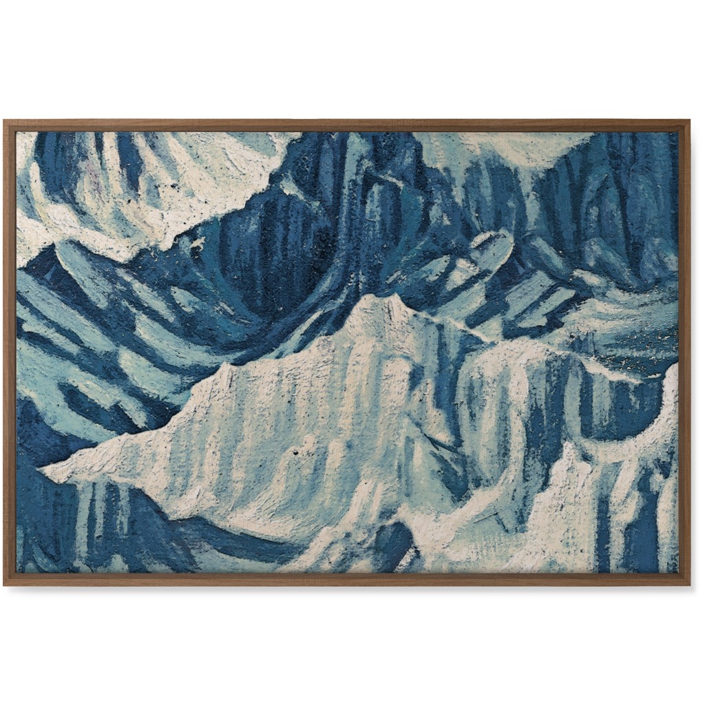Vintage Snowy Mountains - Blue Wall Art, Natural, Single piece, Canvas, 24x36, Blue, True Blue
