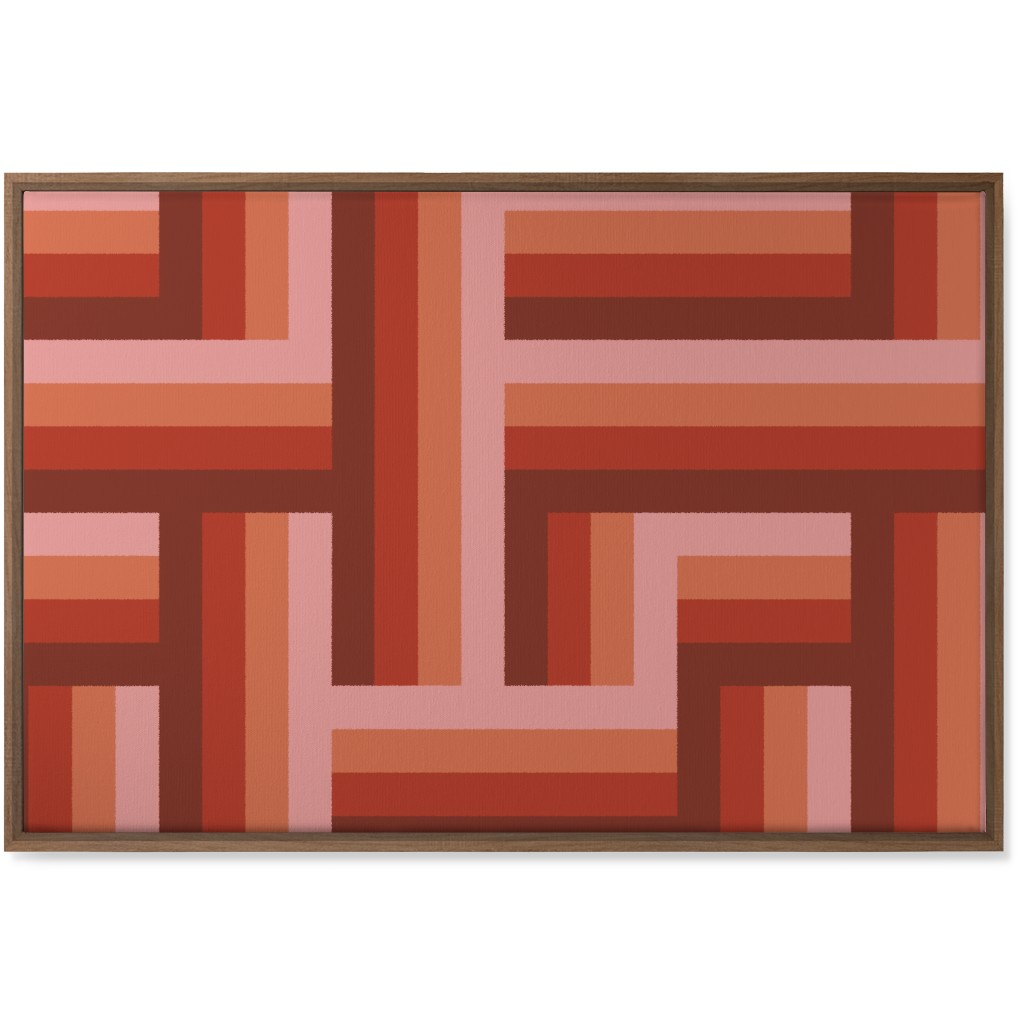 Retro Lattice - Mauve Multi Wall Art, Natural, Single piece, Canvas, 24x36, Red