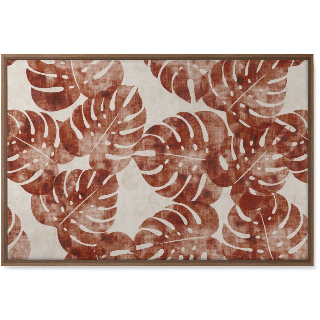 Monstera Leaves - Rust Wall Art, Natural, Single piece, Canvas, 24x36, Brown