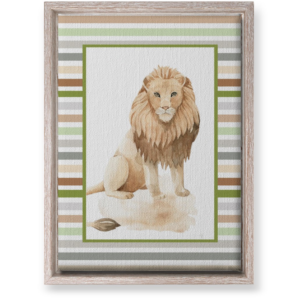 Jungle Safari Animals and Stripes - Lion Wall Art, Rustic, Single piece, Canvas, 10x14, Multicolor