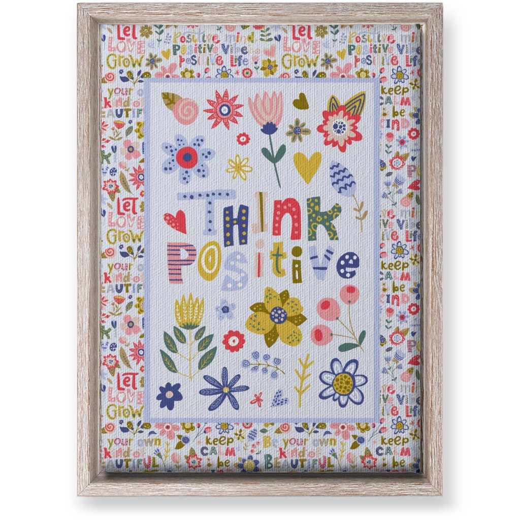Think Positive Inspirational Floral Wall Art, Rustic, Single piece, Canvas, 10x14, Multicolor