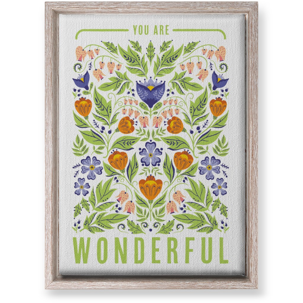 You Are Wonderful Floral - Green Wall Art, Rustic, Single piece, Canvas, 10x14, Green, Classic Green