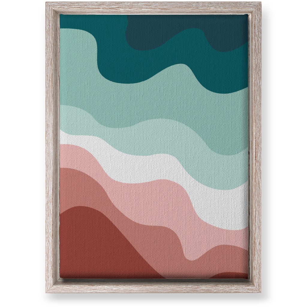 Retro Abstract Waves Wall Art, Rustic, Single piece, Canvas, 10x14, Multicolor, Mauve