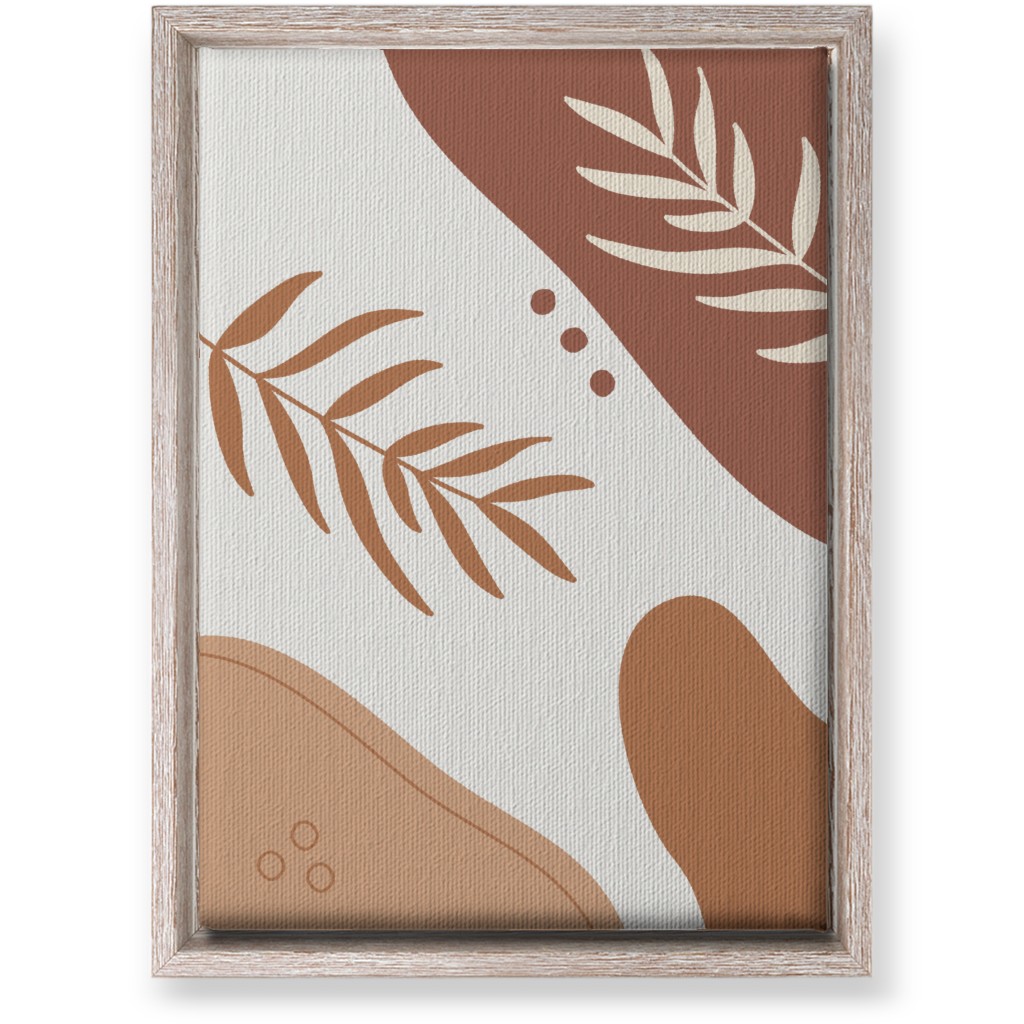 Fern Leaves and Abstract Shapes - Earth Tones Wall Art, Rustic, Single piece, Canvas, 10x14, Orange, Orange