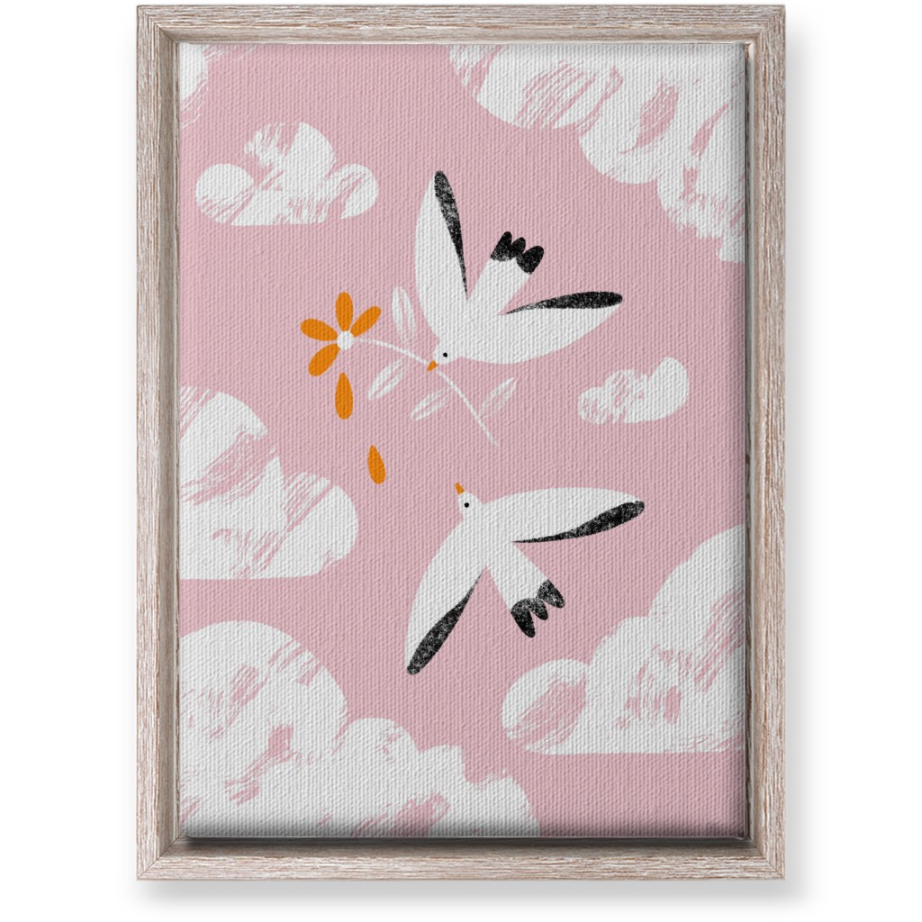 Two Birds in the Pink Sky Wall Art, Rustic, Single piece, Canvas, 10x14, Pink