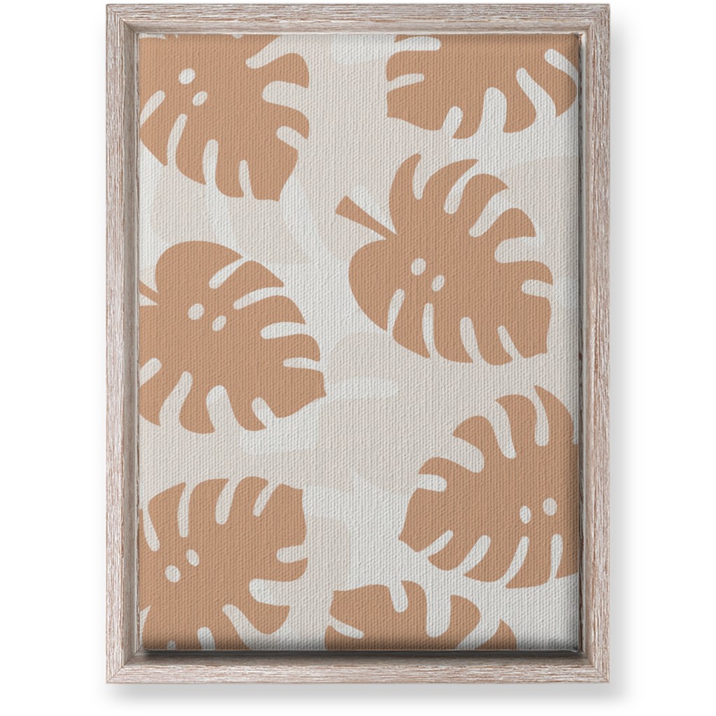 Monstera Leaves in Earth Tones Wall Art, Rustic, Single piece, Canvas, 10x14, Orange, Tan