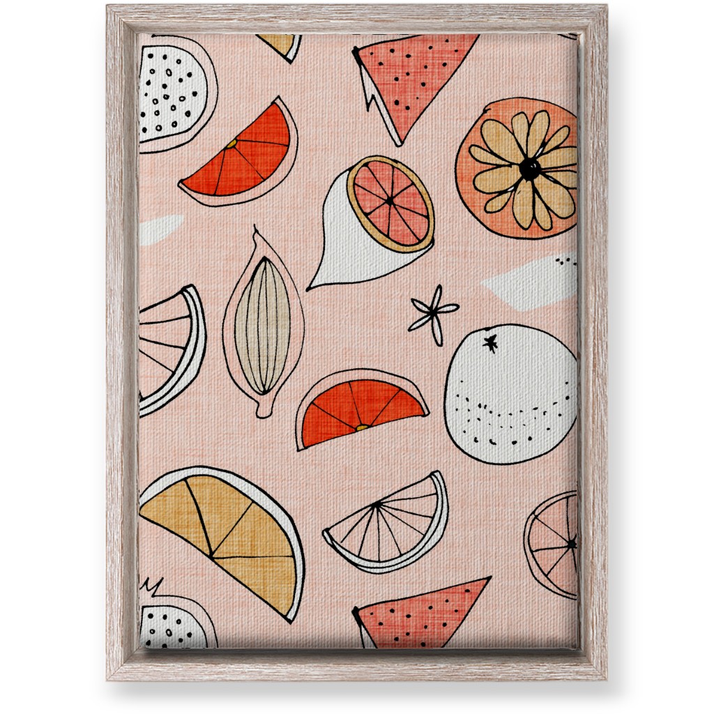 Pop Mod Fruits - Pink Wall Art, Rustic, Single piece, Canvas, 10x14, Pink