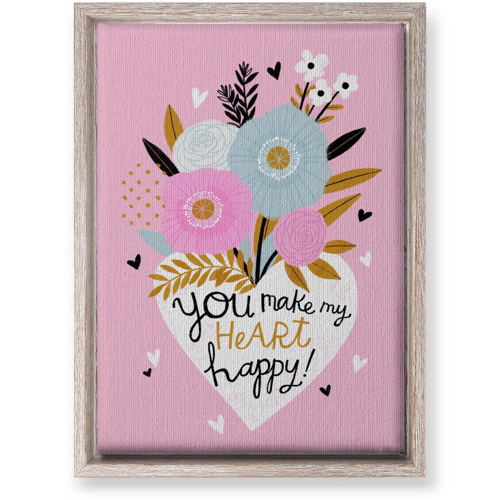 You Make My Heart Happy - Pink Wall Art, Rustic, Single piece, Canvas, 10x14, Pink