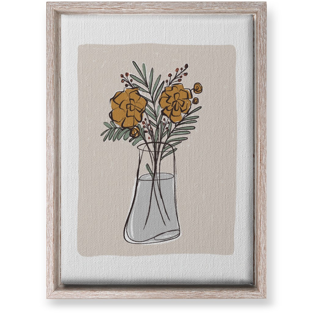 Bouquet Study - Yellow on Beige Wall Art, Rustic, Single piece, Canvas, 10x14, Beige