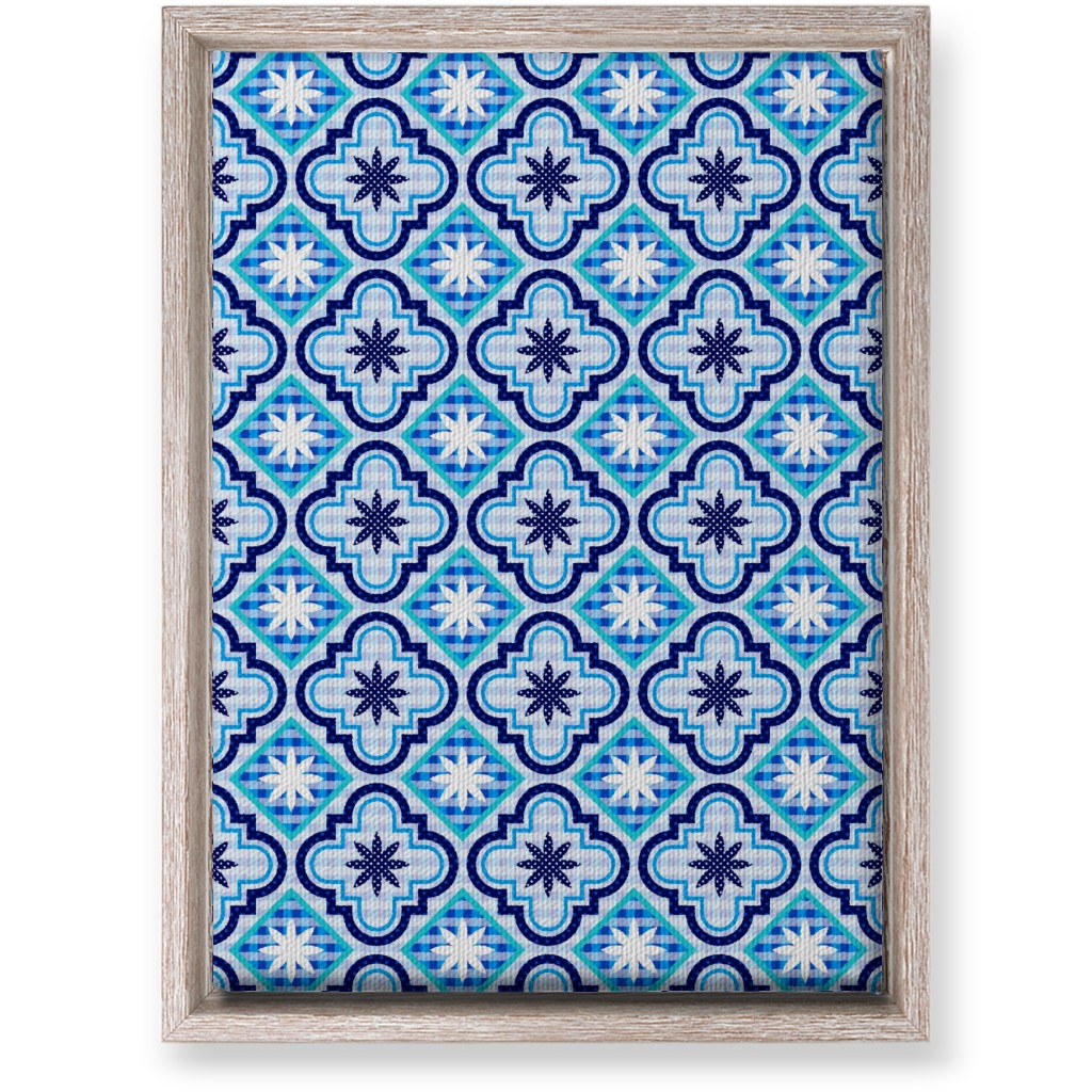 Tile Patchwork - Blue Wall Art, Rustic, Single piece, Canvas, 10x14, Blue