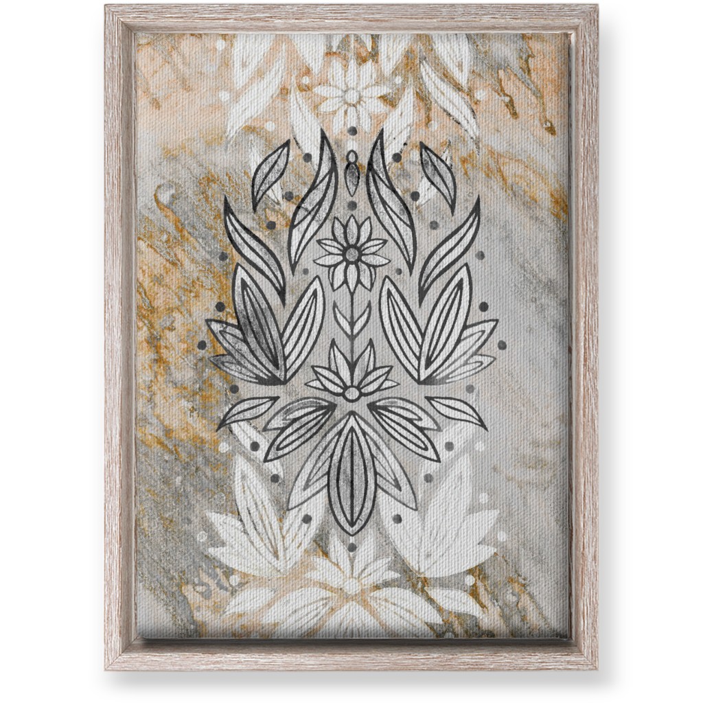 Floral Art Deco Marble Wall Art, Rustic, Single piece, Canvas, 10x14, Gray