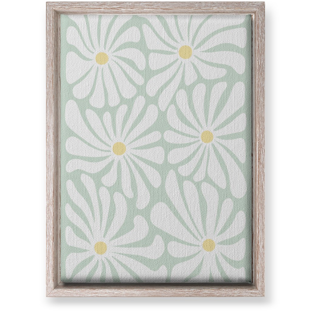 Retro Daisies Wall Art, Rustic, Single piece, Canvas, 10x14, Green, Aloe