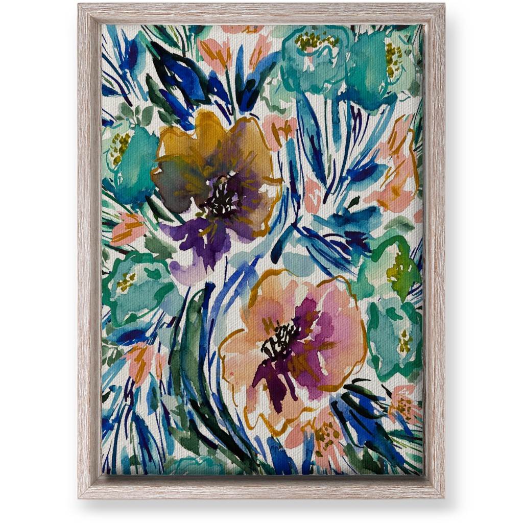 Purple and Blue Florals - Multi Wall Art, Rustic, Single piece, Canvas, 10x14, Multicolor