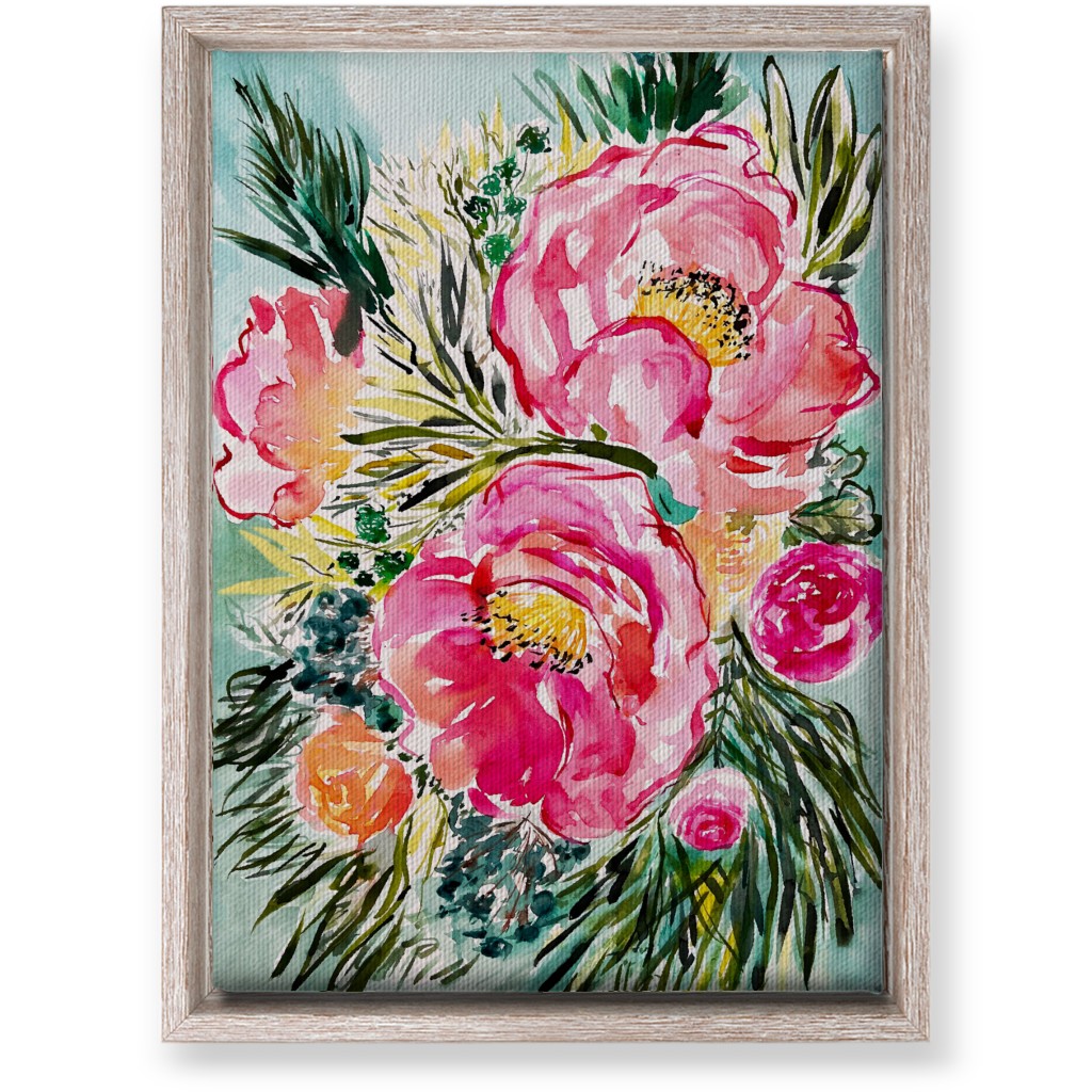 Aria Floral - Pink Wall Art, Rustic, Single piece, Canvas, 10x14, Pink, Bright Pink