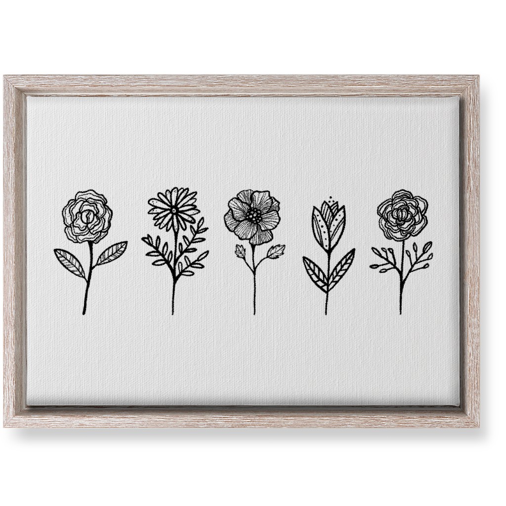 Floral Studies - Black and White Wall Art, Rustic, Single piece, Canvas, 10x14, White