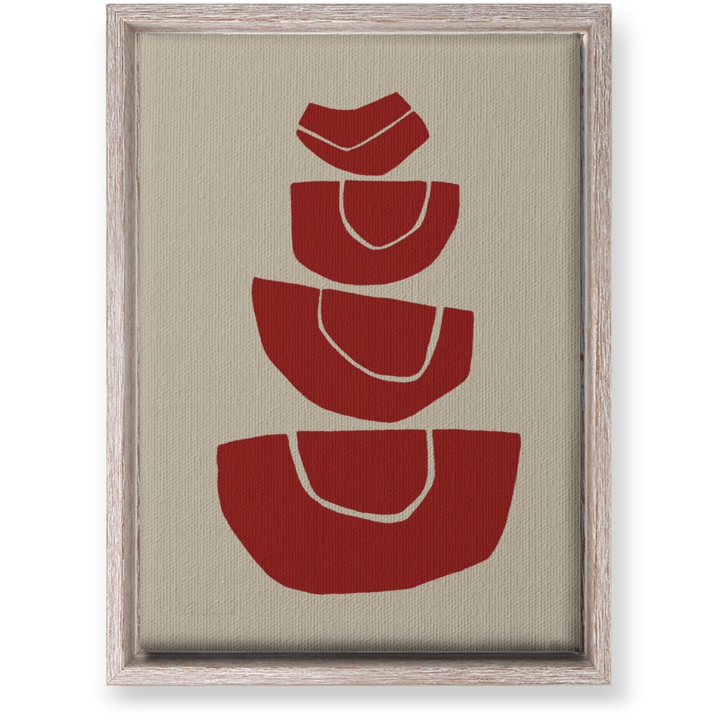 Geometric Stack Abstract Wall Art, Rustic, Single piece, Canvas, 10x14, Red