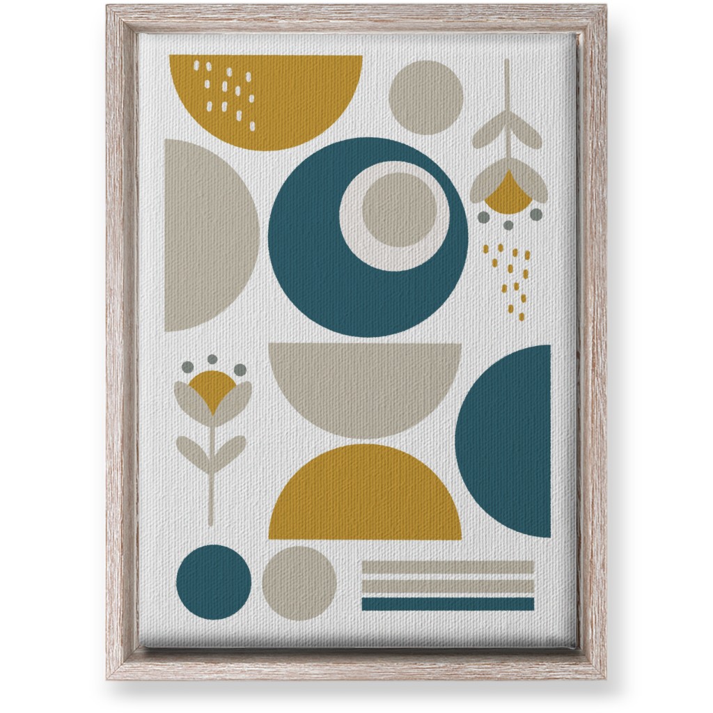 Abstract Floral - Yellow and Blue Wall Art, Rustic, Single piece, Canvas, 10x14, Multicolor