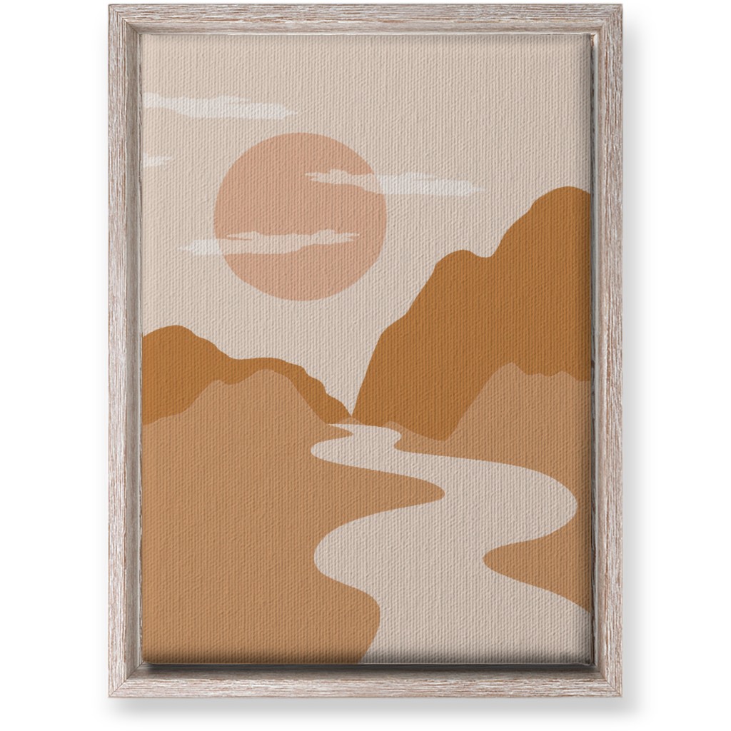 Abstract Mountain River Landscape - Neutral Wall Art, Rustic, Single piece, Canvas, 10x14, Orange