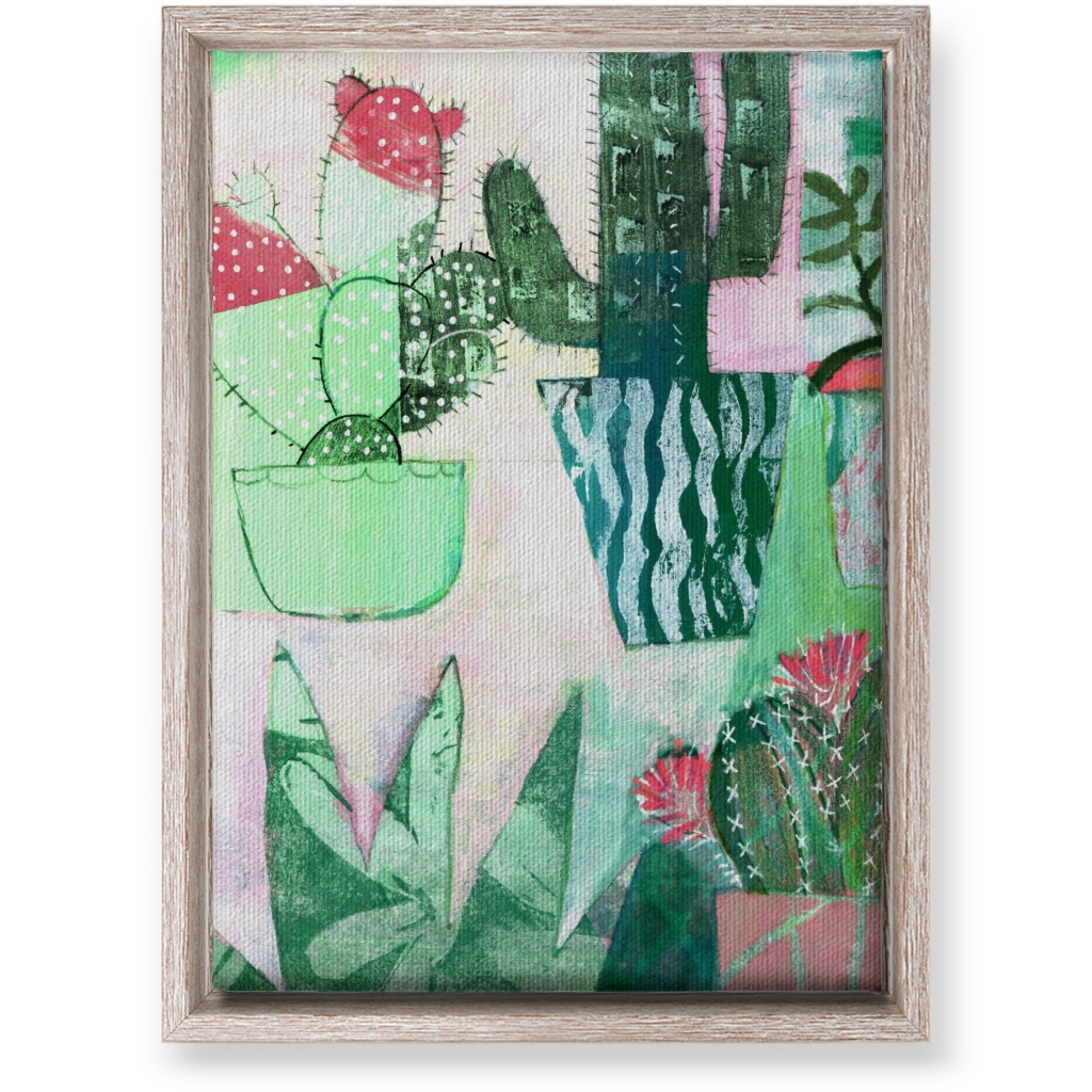 Cactus Collage - Green Wall Art, Rustic, Single piece, Canvas, 10x14, Green, Classic Green