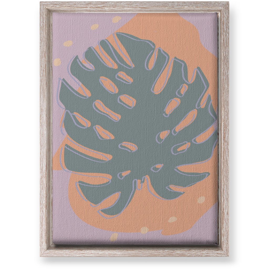 Modern Monstera Leaf - Green and Purple Wall Art, Rustic, Single piece, Canvas, 10x14, Green