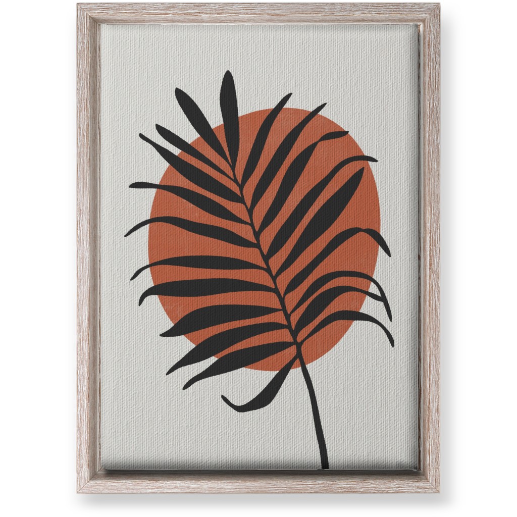 Abstract Leaf Frond - Terracotta and Ivory Wall Art, Rustic, Single piece, Canvas, 10x14, Brown