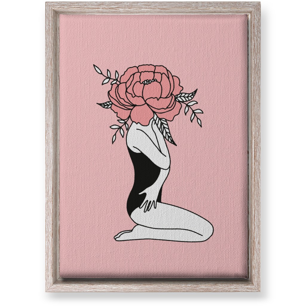 Modern Feminine Abstract - Pink Wall Art, Rustic, Single piece, Canvas, 10x14, Pink