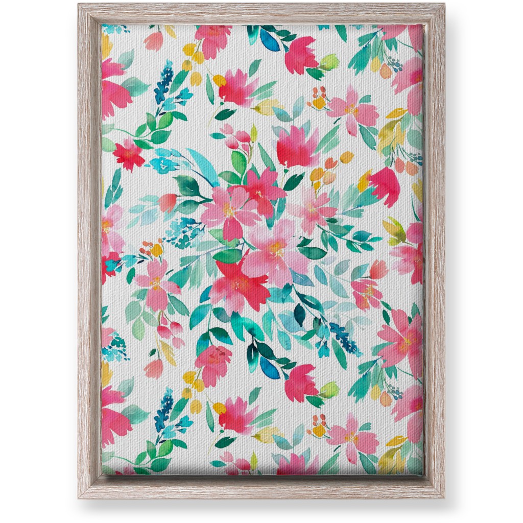 Summer Fresh Flowers - Multi Wall Art, Rustic, Single piece, Canvas, 10x14, Pink