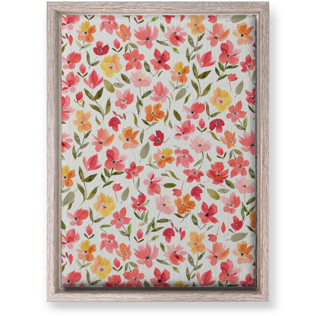 Fresh Flowers Watercolor - Pink and Yellow Wall Art, Rustic, Single piece, Canvas, 10x14, Pink, Bright Pink