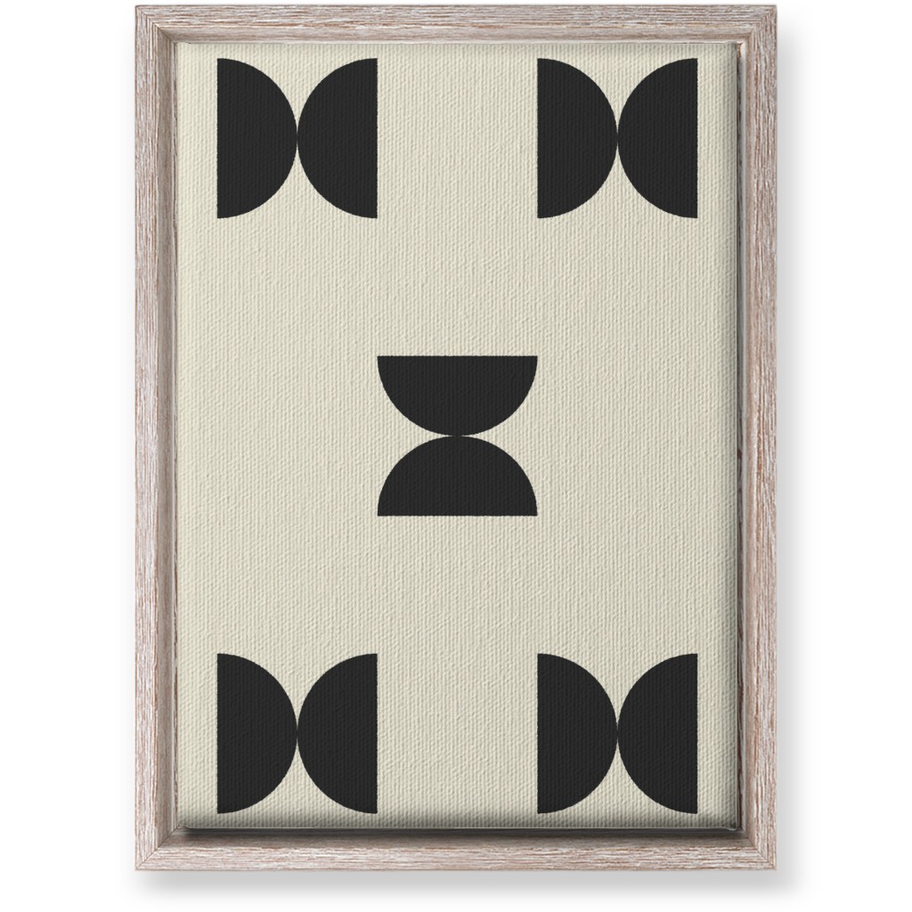 Minimal Geometric Abstract Bauhuas - Cream and Black Wall Art, Rustic, Single piece, Canvas, 10x14, Beige