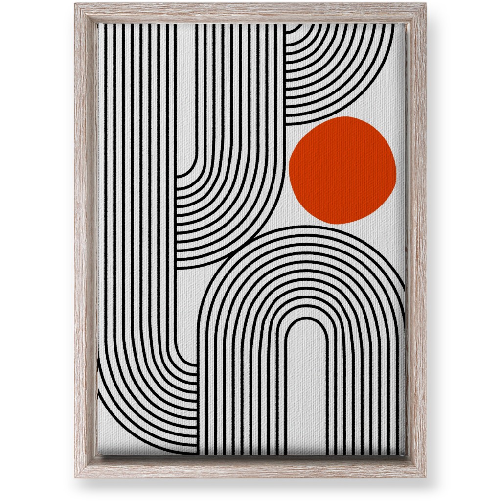 Rising Sun Minimal Geometric Lines Wall Art, Rustic, Single piece, Canvas, 10x14, Red