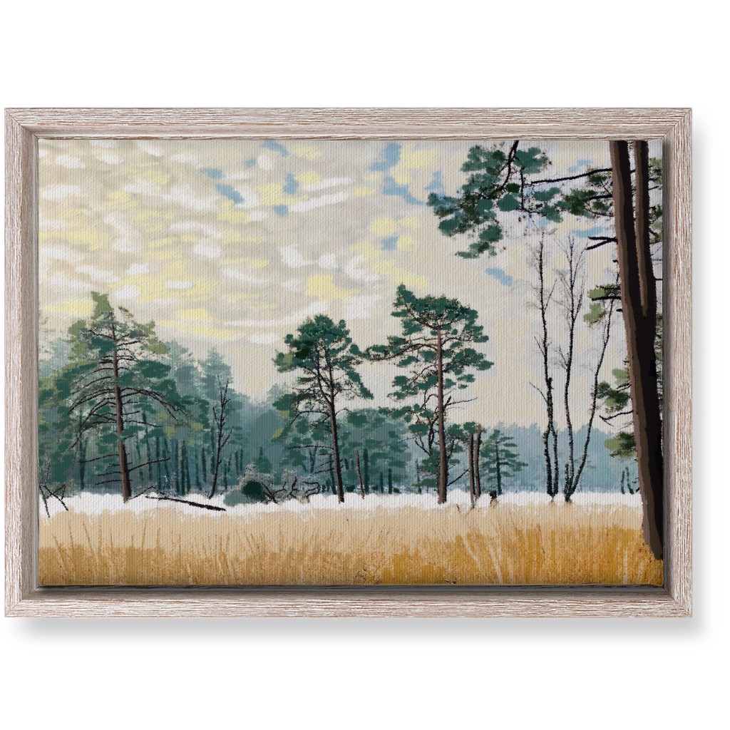 Winter Meadow With Trees Wall Art, Rustic, Single piece, Canvas, 10x14, Multicolor