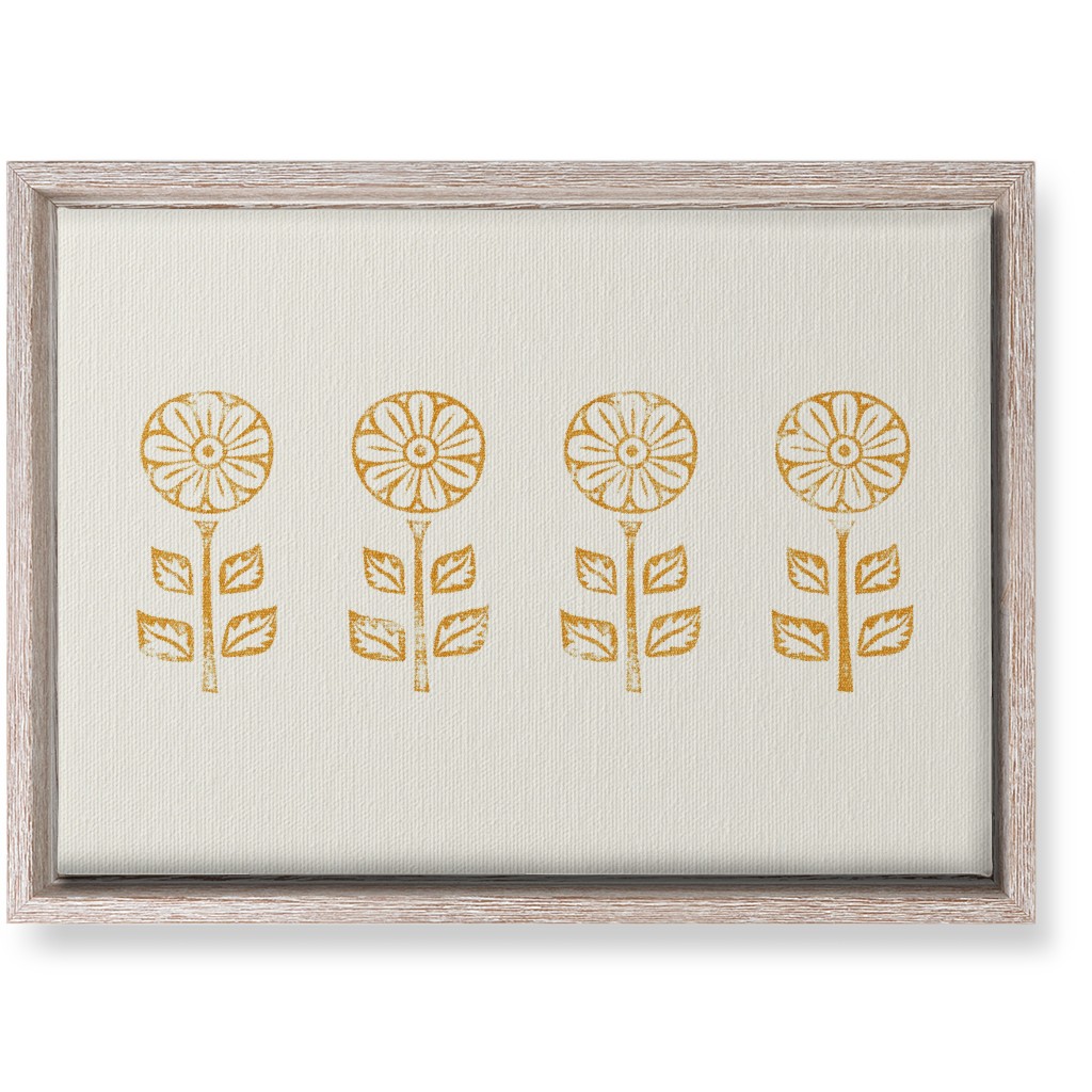Floral Block Print Ii Wall Art, Rustic, Single piece, Canvas, 10x14, Yellow