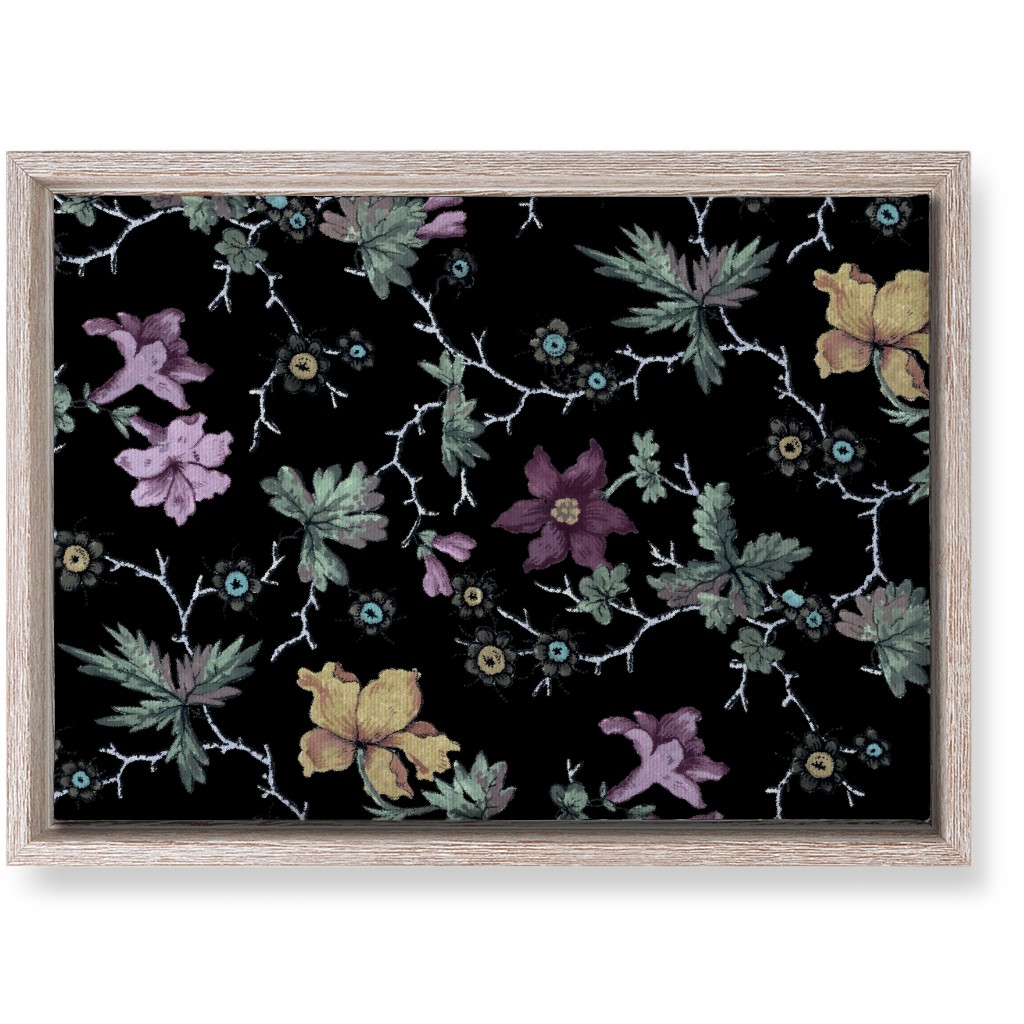 Geneva Floral Watercolor - Multi on Black Wall Art, Rustic, Single piece, Canvas, 10x14, Black, Black