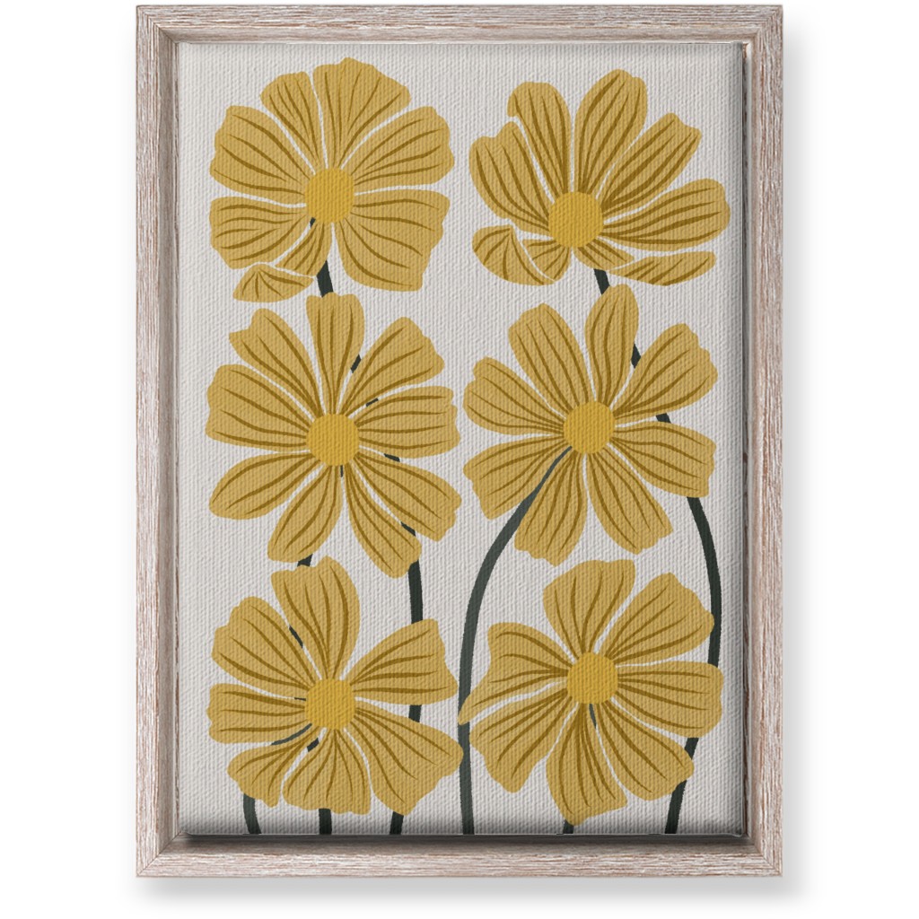 Botanical Cosmos Flowers Wall Art, Rustic, Single piece, Canvas, 10x14, Yellow