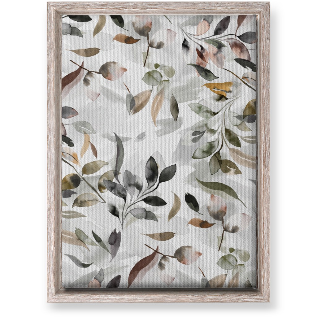 Watercolor Botanical Leaves - Beige Wall Art, Rustic, Single piece, Canvas, 10x14, Beige, Pearl