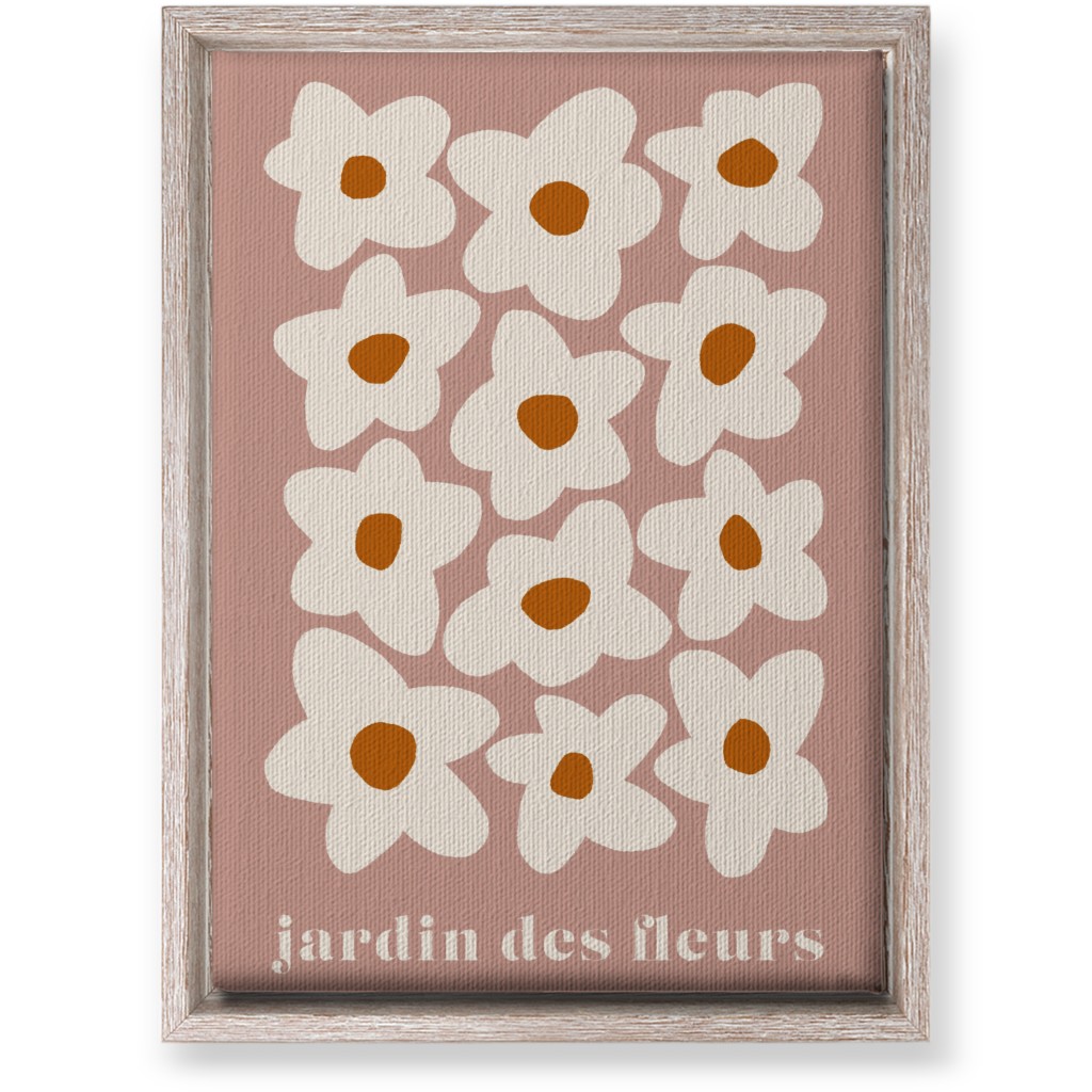 Botanical Graphic Retro Flower Garden Wall Art, Rustic, Single piece, Canvas, 10x14, Pink