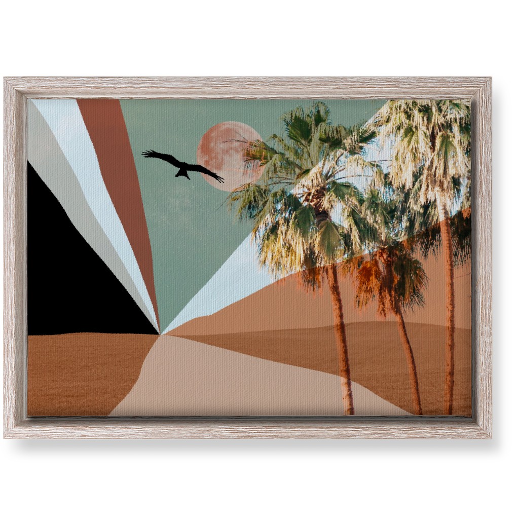 Full Moon Retro Landscape Collage - Multi Wall Art, Rustic, Single piece, Canvas, 10x14, Multicolor