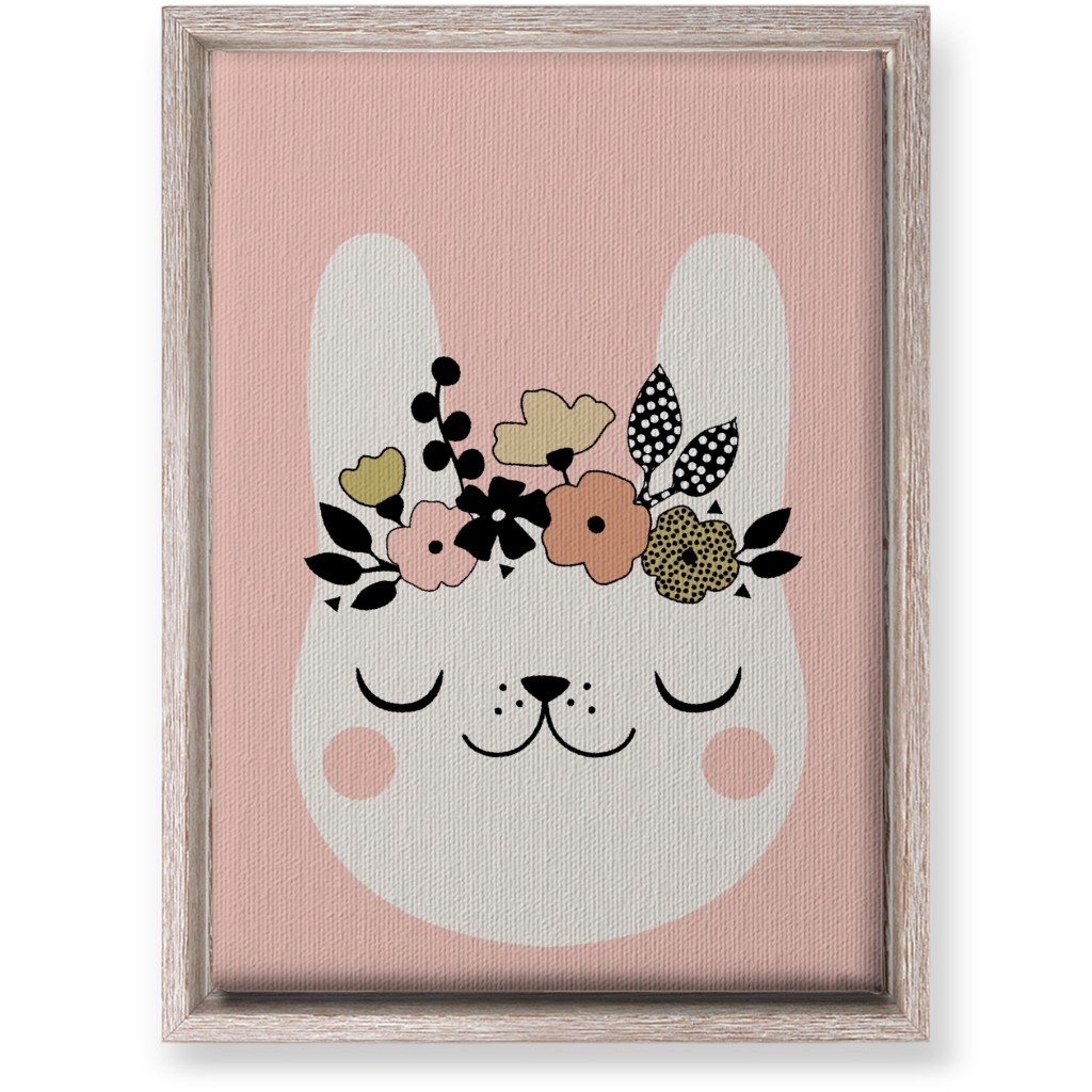 Floral Bunny - Pink Wall Art, Rustic, Single piece, Canvas, 10x14, Pink