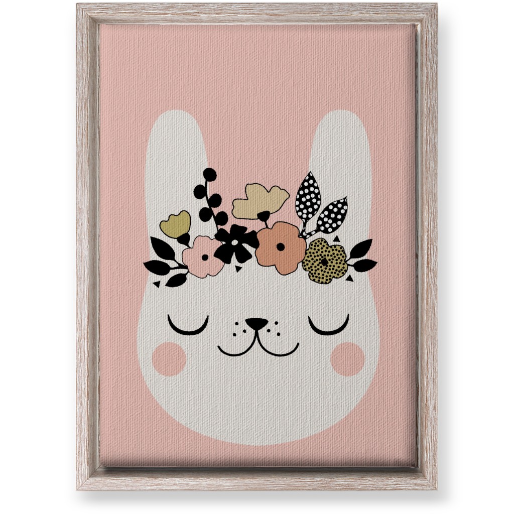 Floral Bunny - Pink Wall Art, Rustic, Single piece, Canvas, 10x14, Pink