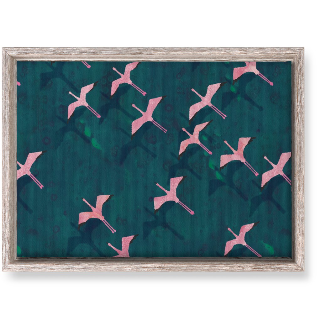 Flamingos Flying Wall Art, Rustic, Single piece, Canvas, 10x14, Green