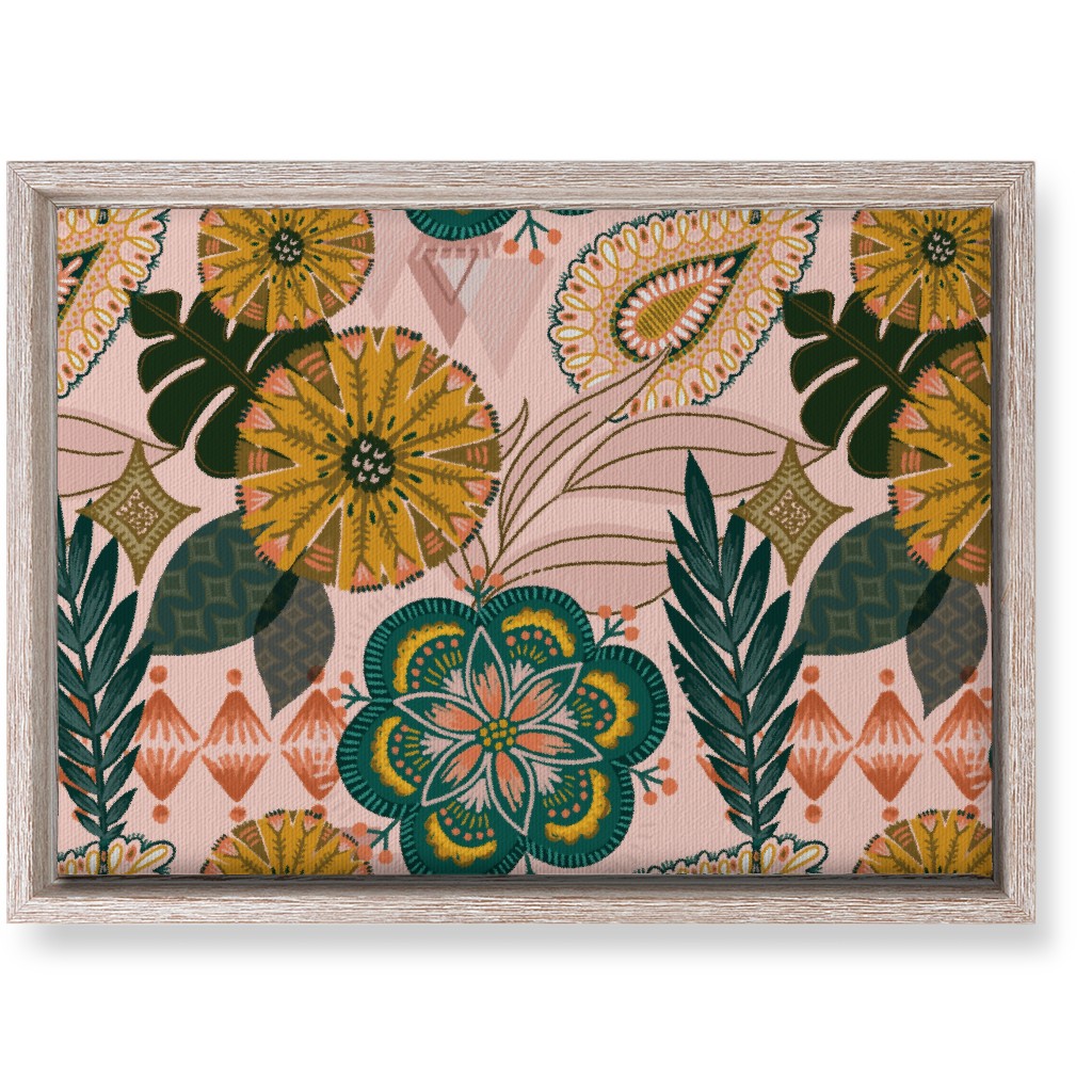 Boho Tropical - Floral - Pink Wall Art, Rustic, Single piece, Canvas, 10x14, Multicolor