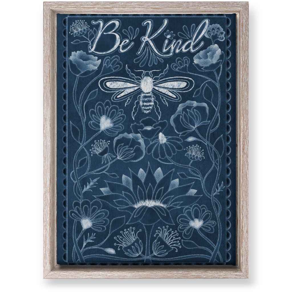 Be Kind Floral Wall Art, Rustic, Single piece, Canvas, 10x14, Blue