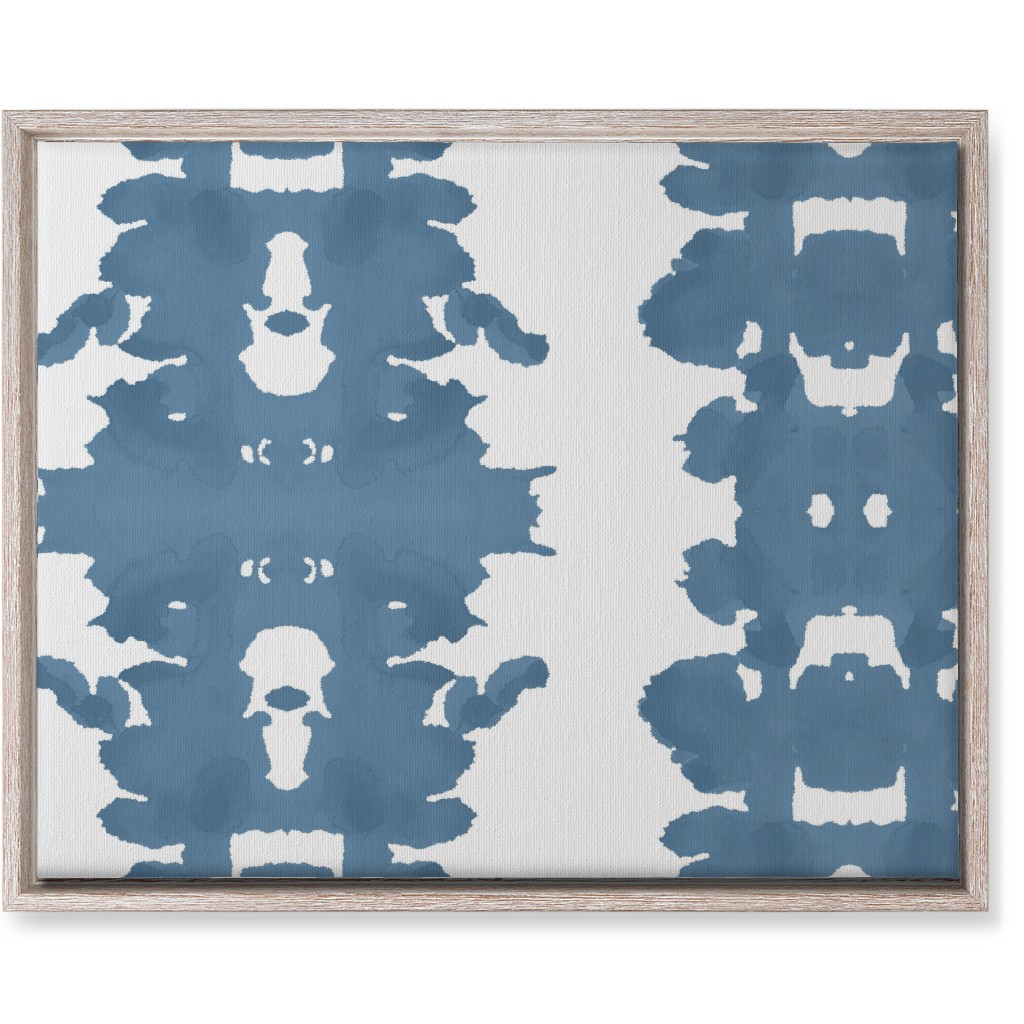 Double Inkblot - Blue Wall Art, Rustic, Single piece, Canvas, 16x20, Blue