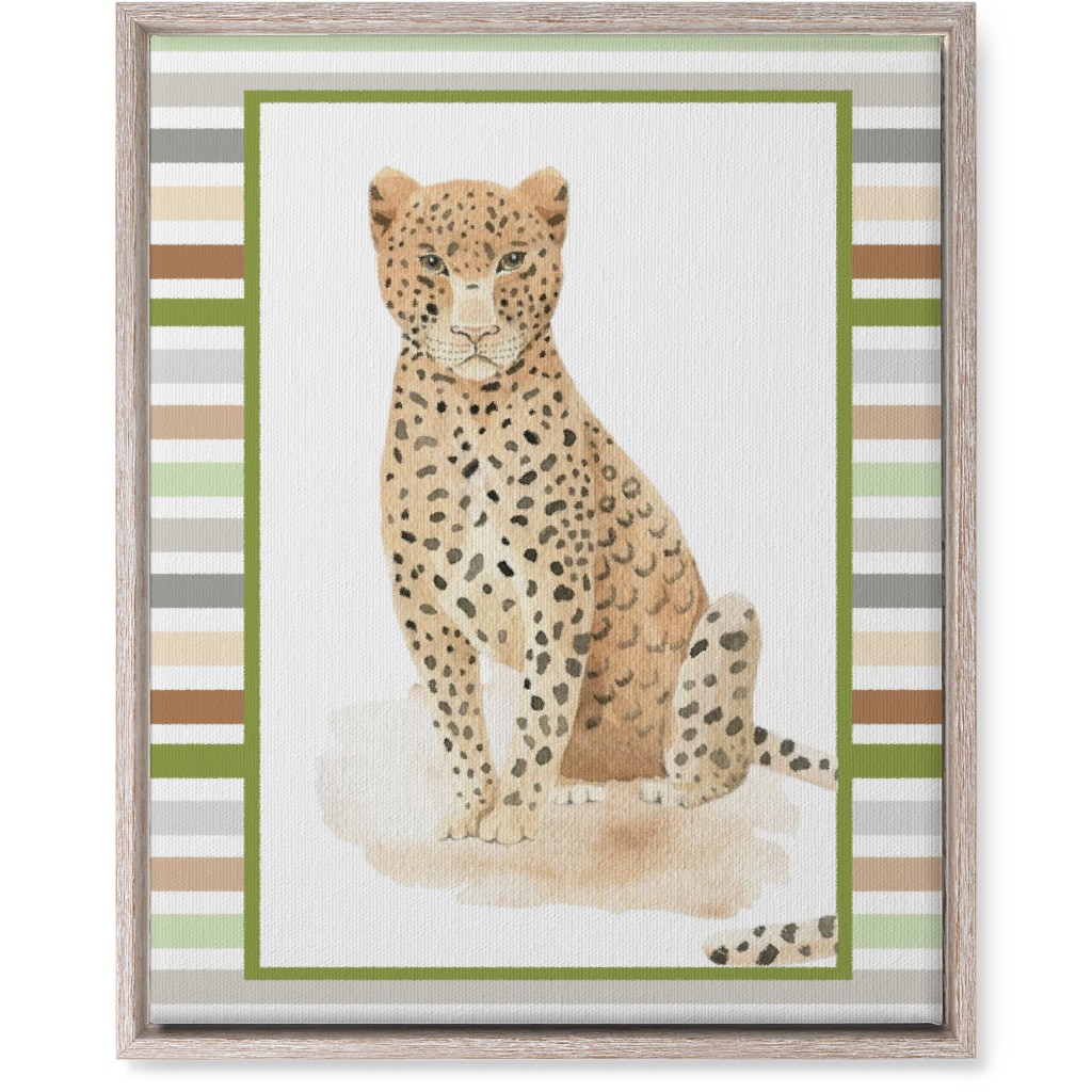Jungle Safari Animals and Stripes - Leopard Wall Art, Rustic, Single piece, Canvas, 16x20, Multicolor