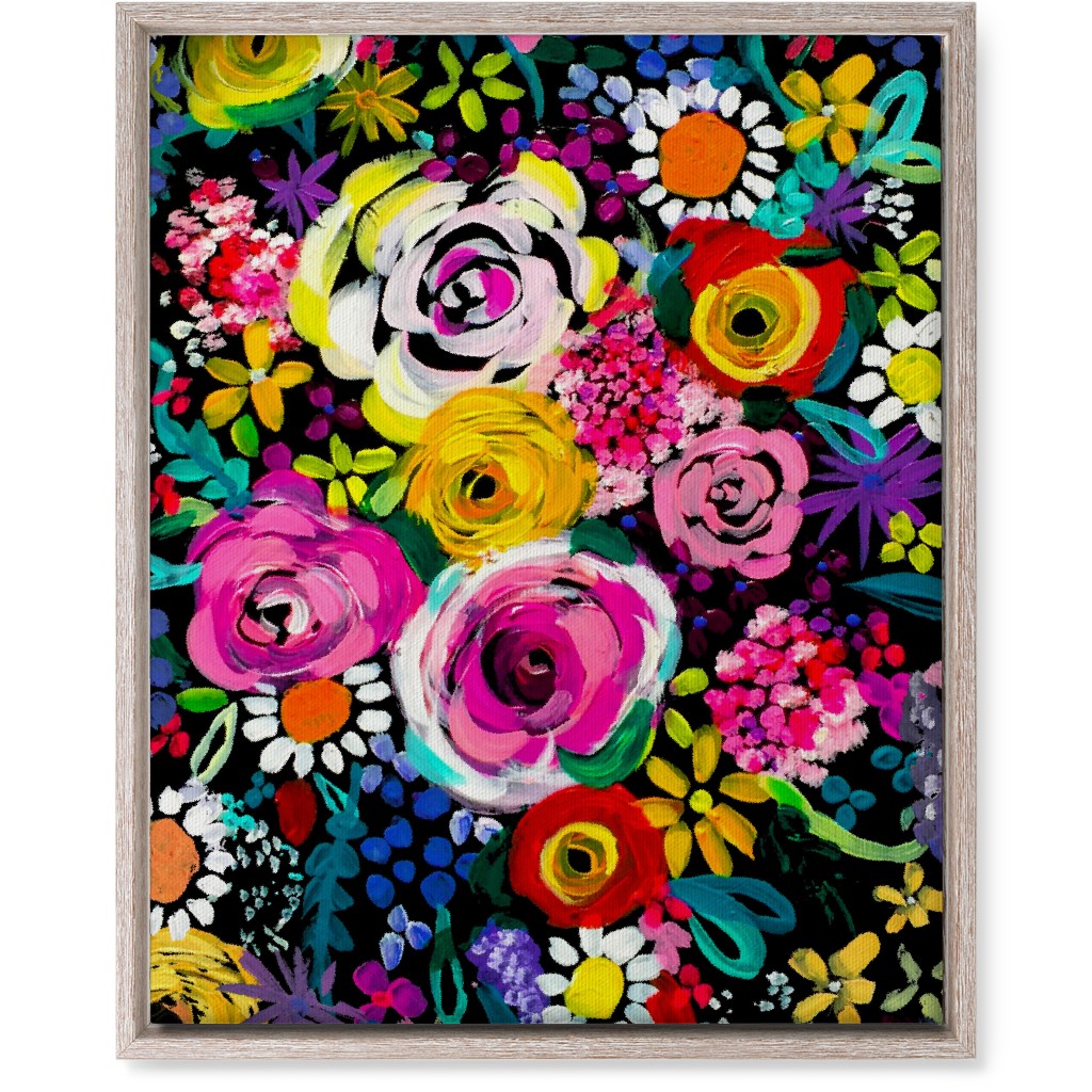Les Fleurs Floral Painting Wall Art, Rustic, Single piece, Canvas, 16x20, Multicolor