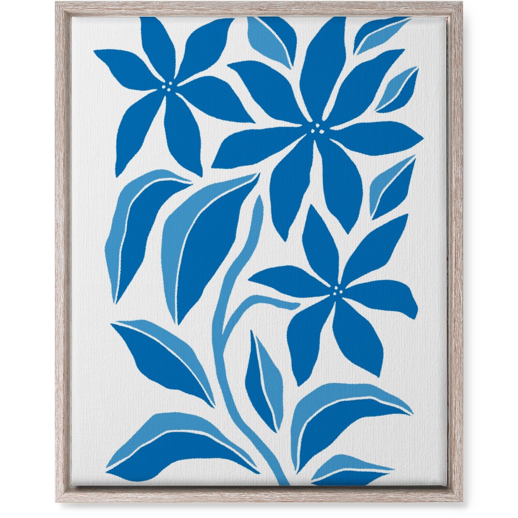 Minimalist Block Botanical Floral - Blue Wall Art, Rustic, Single piece, Canvas, 16x20, Blue, True Blue
