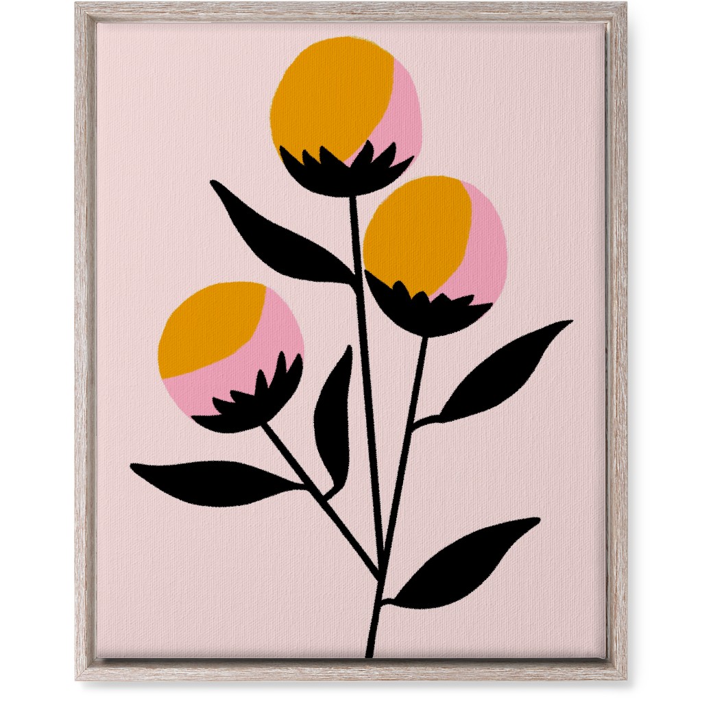 Cotton Candy Flowers - Pink and Orange Wall Art, Rustic, Single piece, Canvas, 16x20, Multicolor