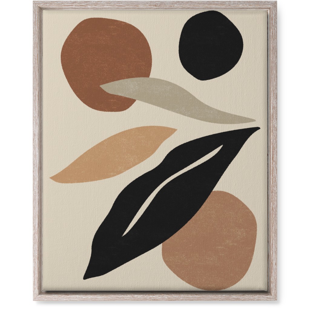 Abstract Shape and Leaf Collage - Neutral Wall Art, Rustic, Single piece, Canvas, 16x20, Beige